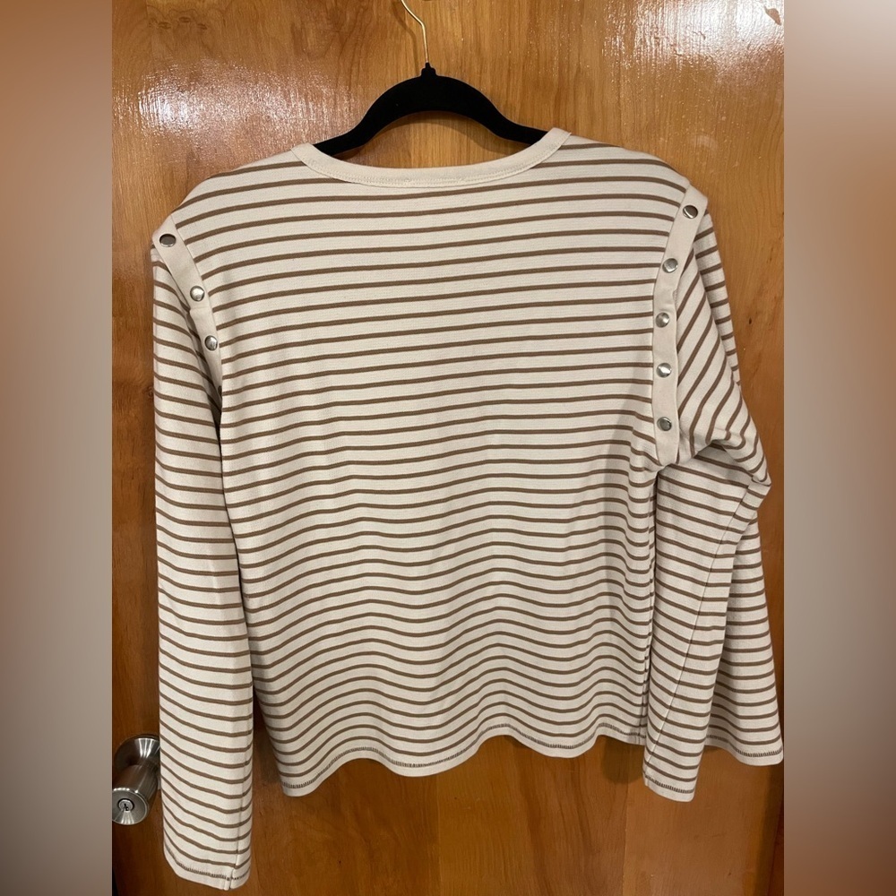 Anthropologie Maeve Slouchy Striped Long-Sleeve Tee - Picture 4 of 7